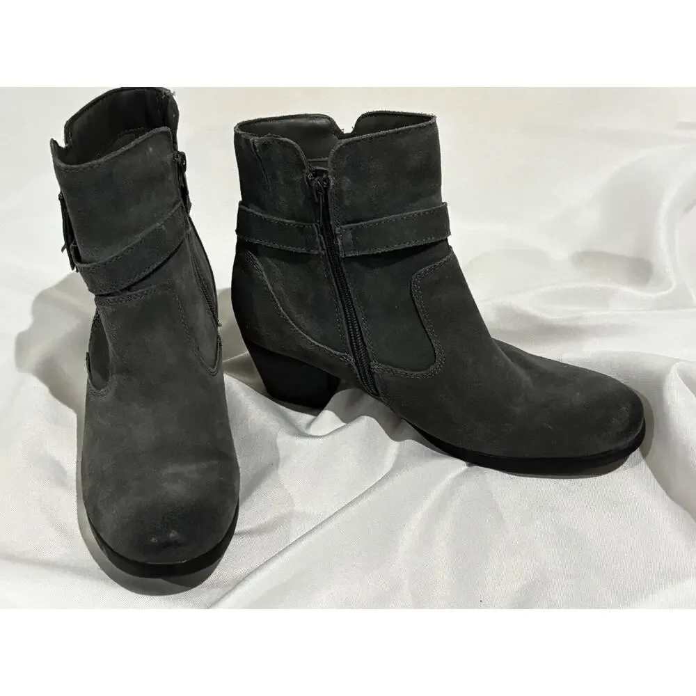 Earth Origins Suede Ankle Boots, Grey buckles tassel Women Sz 10 Tori Moto‎ chic